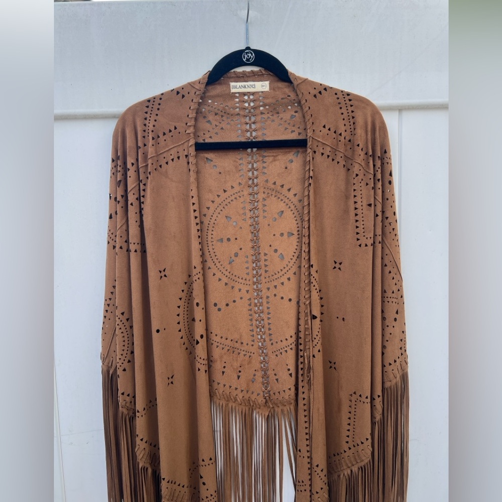 BlankNYC Vegan Suede Fringe Shawl